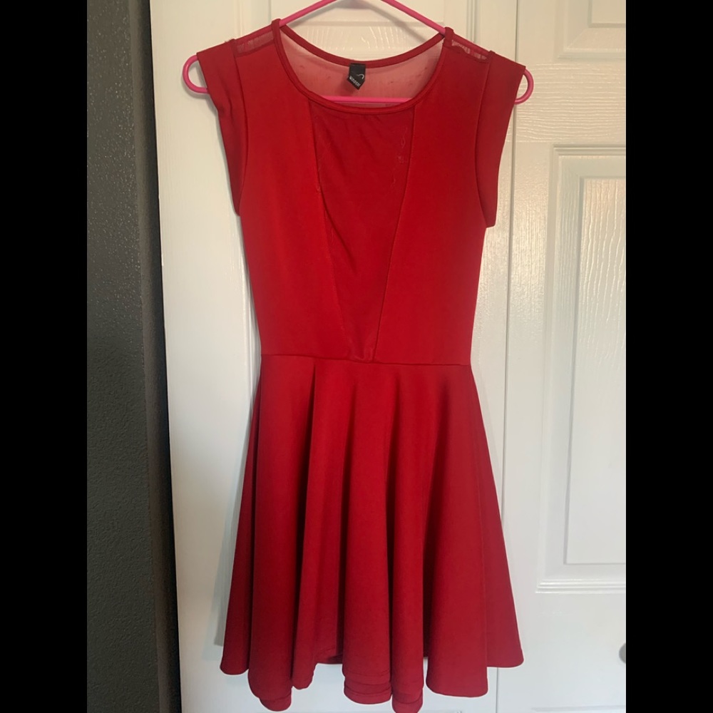 Windsor Red Mesh Formal Skater Dress